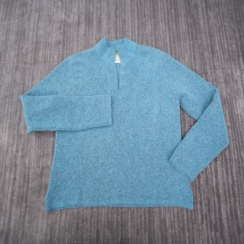 Sigrid Olsen Sweater Womens M Wool Blend Mock Neck Blue Bouclé Pullover EUC